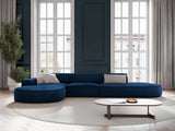 Jodie 5-Sitzer Ecksofa, Linke Seite, rund, aus Samt (Blu86) in Königsblau, 342x166 cm – Bild 2