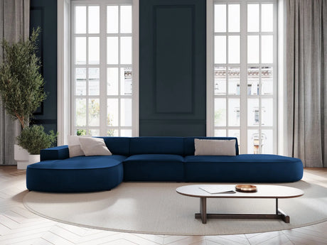 Jodie 5-Sitzer Ecksofa, Linke Seite, rund, aus Samt (Blu86) in Königsblau, 342x166 cm – Bild 2