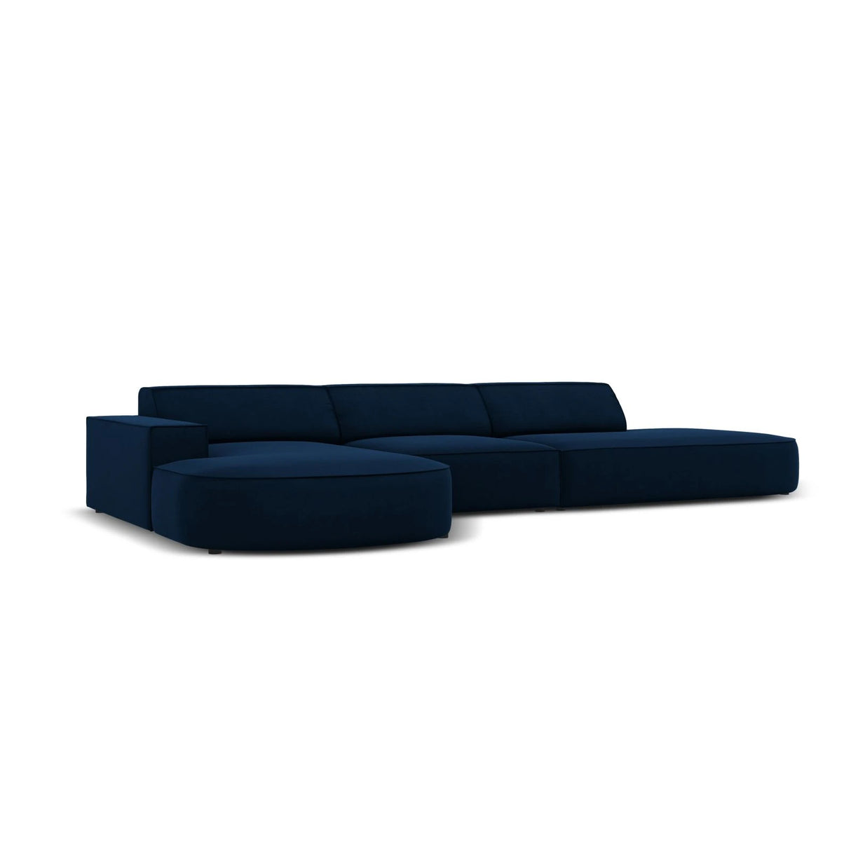 Jodie 5-Sitzer Ecksofa, Linke Seite, rund, aus Samt (Blu86) in Königsblau, 342x166 cm – Bild 4