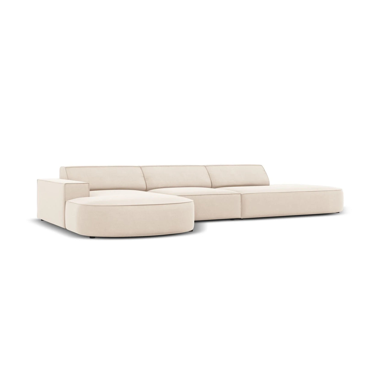 Jodie 5-Sitzer Ecksofa, Linke Seite, rund, aus Samt oder Strukturstoff, 342x166 cm – Bild 4