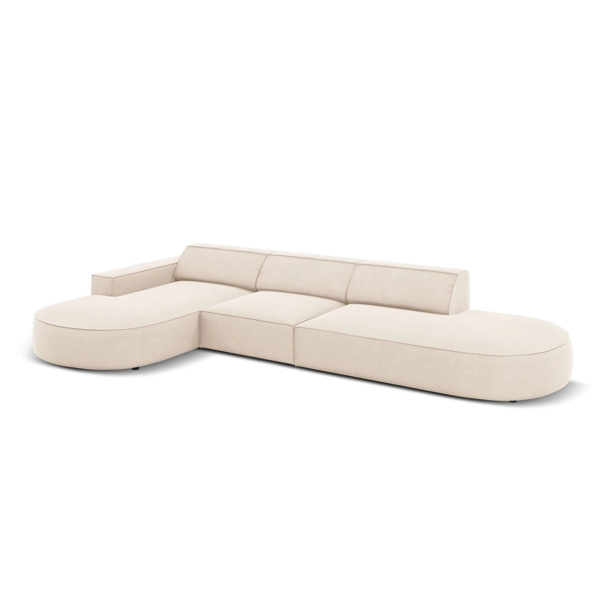 Jodie 5-Sitzer Ecksofa, Linke Seite, rund, aus Samt oder Strukturstoff, 342x166 cm – Bild 5