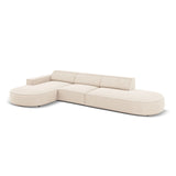 Jodie 5-Sitzer Ecksofa, Linke Seite, rund, aus Samt oder Strukturstoff, 342x166 cm – Bild 5