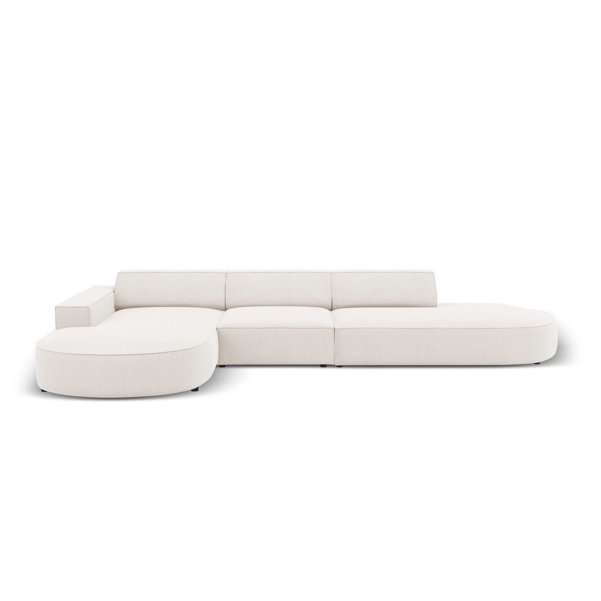 Jodie 5-Sitzer Ecksofa, Linke Seite, rund, aus Strukturierter Stoff (Meg351) in Leichtes Beige, 342x166 cm – Bild 1