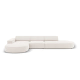 Jodie 5-Sitzer Ecksofa, Linke Seite, rund, aus Strukturierter Stoff (Meg351) in Leichtes Beige, 342x166 cm – Bild 1