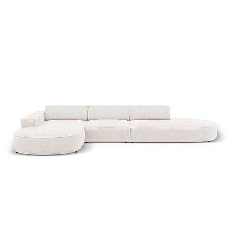 Jodie 5-Sitzer Ecksofa, Linke Seite, rund, aus Strukturierter Stoff (Meg351) in Leichtes Beige, 342x166 cm – Bild 1