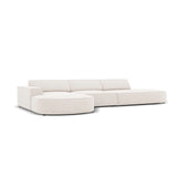 Jodie 5-Sitzer Ecksofa, Linke Seite, rund, aus Strukturierter Stoff (Meg351) in Leichtes Beige, 342x166 cm – Bild 3