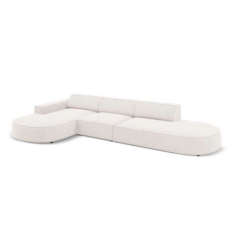Jodie 5-Sitzer Ecksofa, Linke Seite, rund, aus Strukturierter Stoff (Meg351) in Leichtes Beige, 342x166 cm – Bild 4
