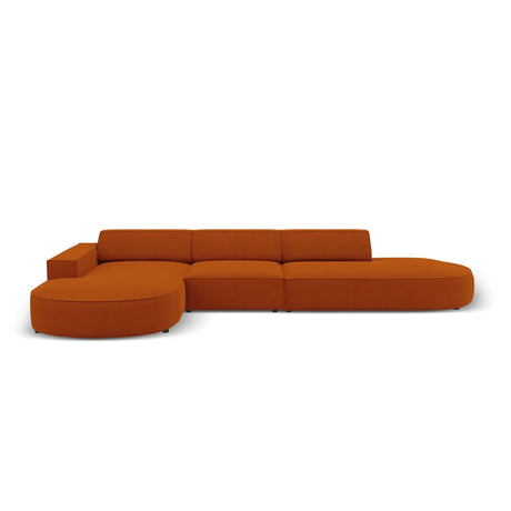 Jodie 5-Sitzer Ecksofa, Linke Seite, rund, aus Strukturierter Stoff (Meg357) in Terrakotta, 342x166 cm – Bild 1