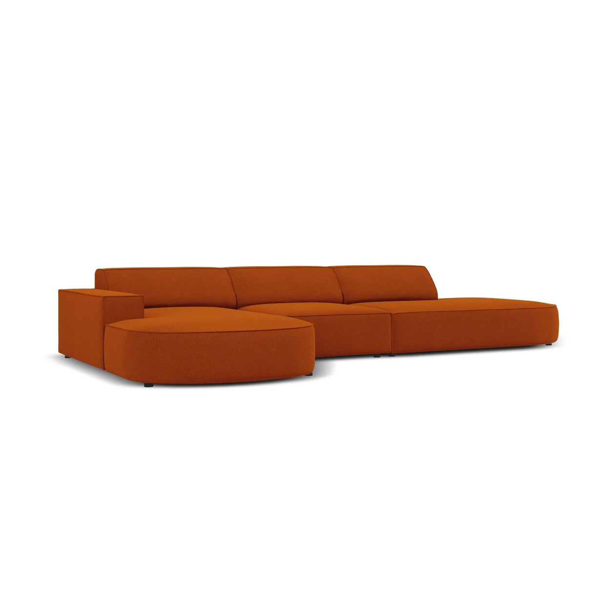 Jodie 5-Sitzer Ecksofa, Linke Seite, rund, aus Strukturierter Stoff (Meg357) in Terrakotta, 342x166 cm – Bild 3