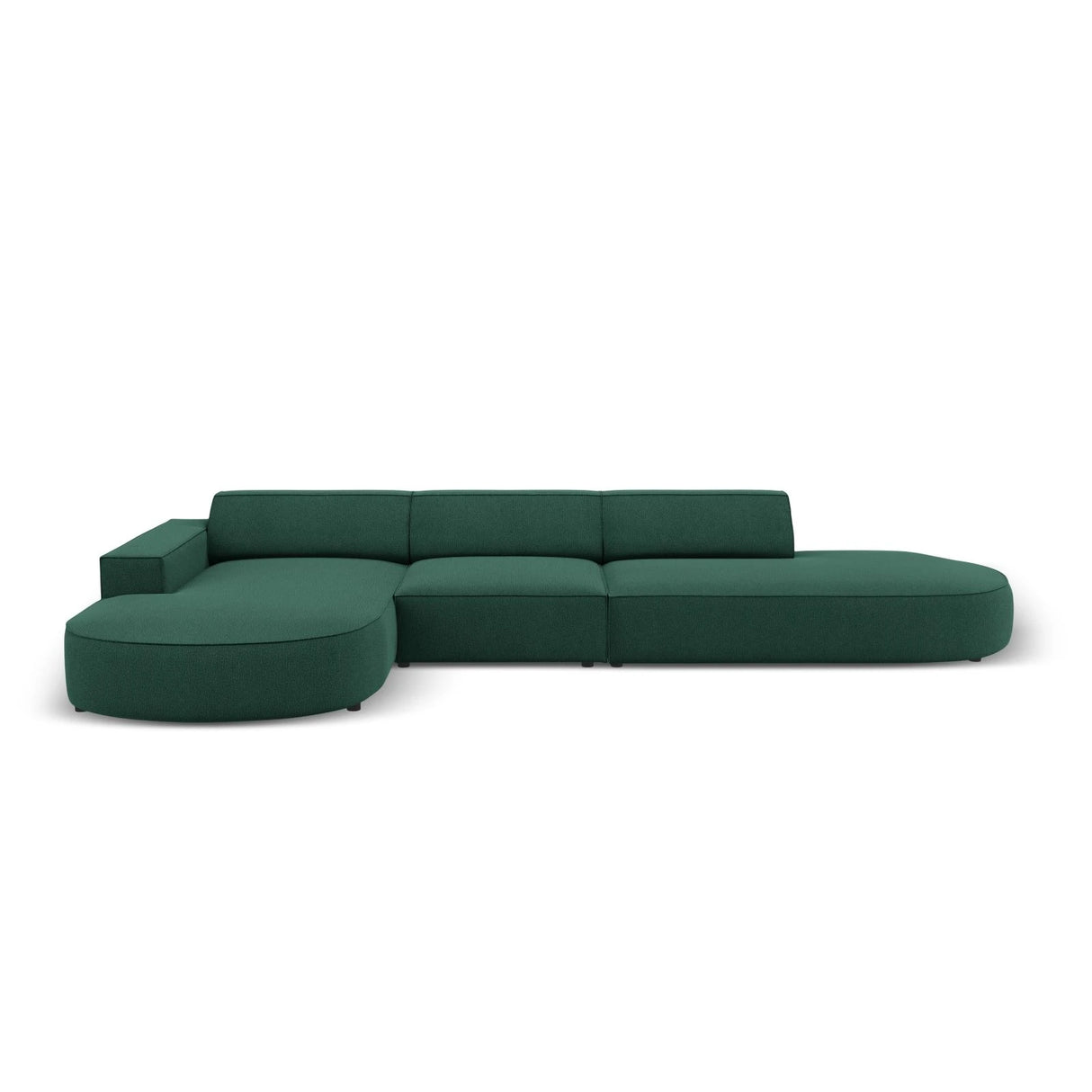 Jodie 5-Sitzer Ecksofa, Linke Seite, rund, aus Strukturierter Stoff (Meg359) in Grün, 342x166 cm – Bild 1