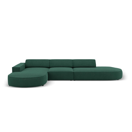 Jodie 5-Sitzer Ecksofa, Linke Seite, rund, aus Strukturierter Stoff (Meg359) in Grün, 342x166 cm – Bild 1
