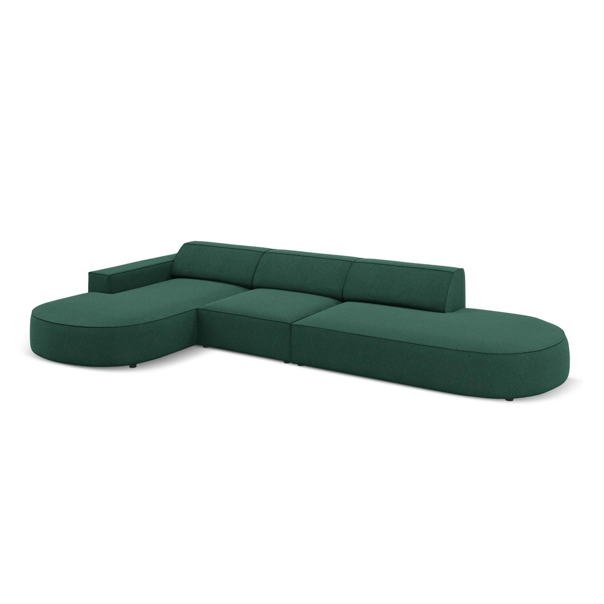 Jodie 5-Sitzer Ecksofa, Linke Seite, rund, aus Strukturierter Stoff (Meg359) in Grün, 342x166 cm – Bild 4