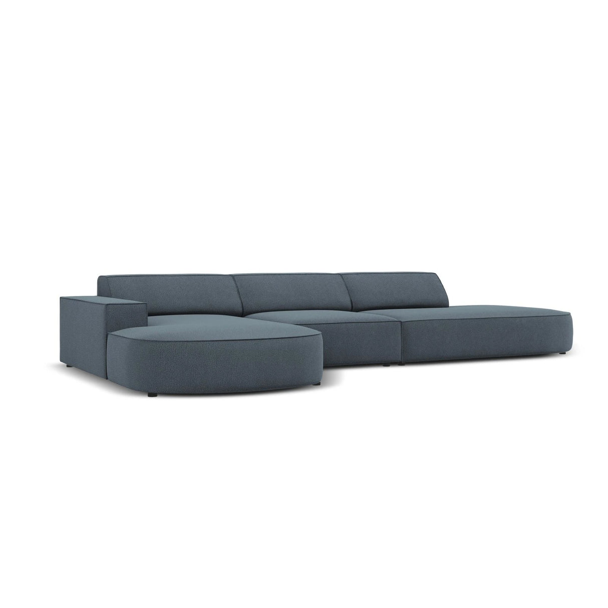 Jodie 5-Sitzer Ecksofa, Linke Seite, rund, aus Strukturierter Stoff (Meg361) in Blau, 342x166 cm – Bild 3