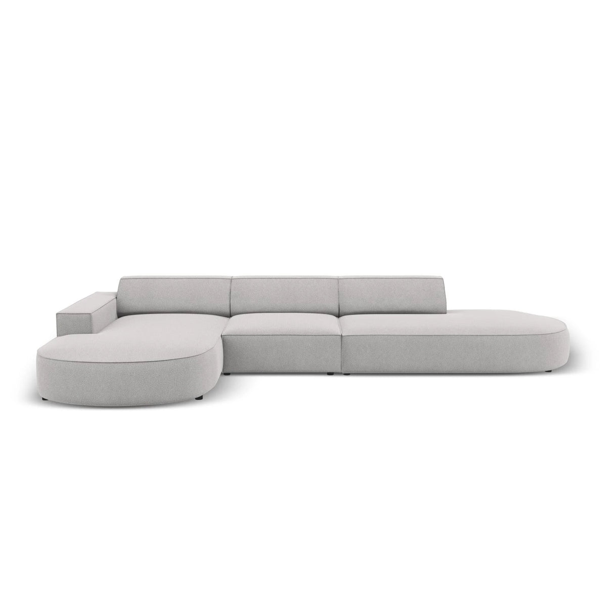 Jodie 5-Sitzer Ecksofa, Linke Seite, rund, aus Strukturierter Stoff (Meg363) in Hellgrau, 342x166 cm – Bild 1