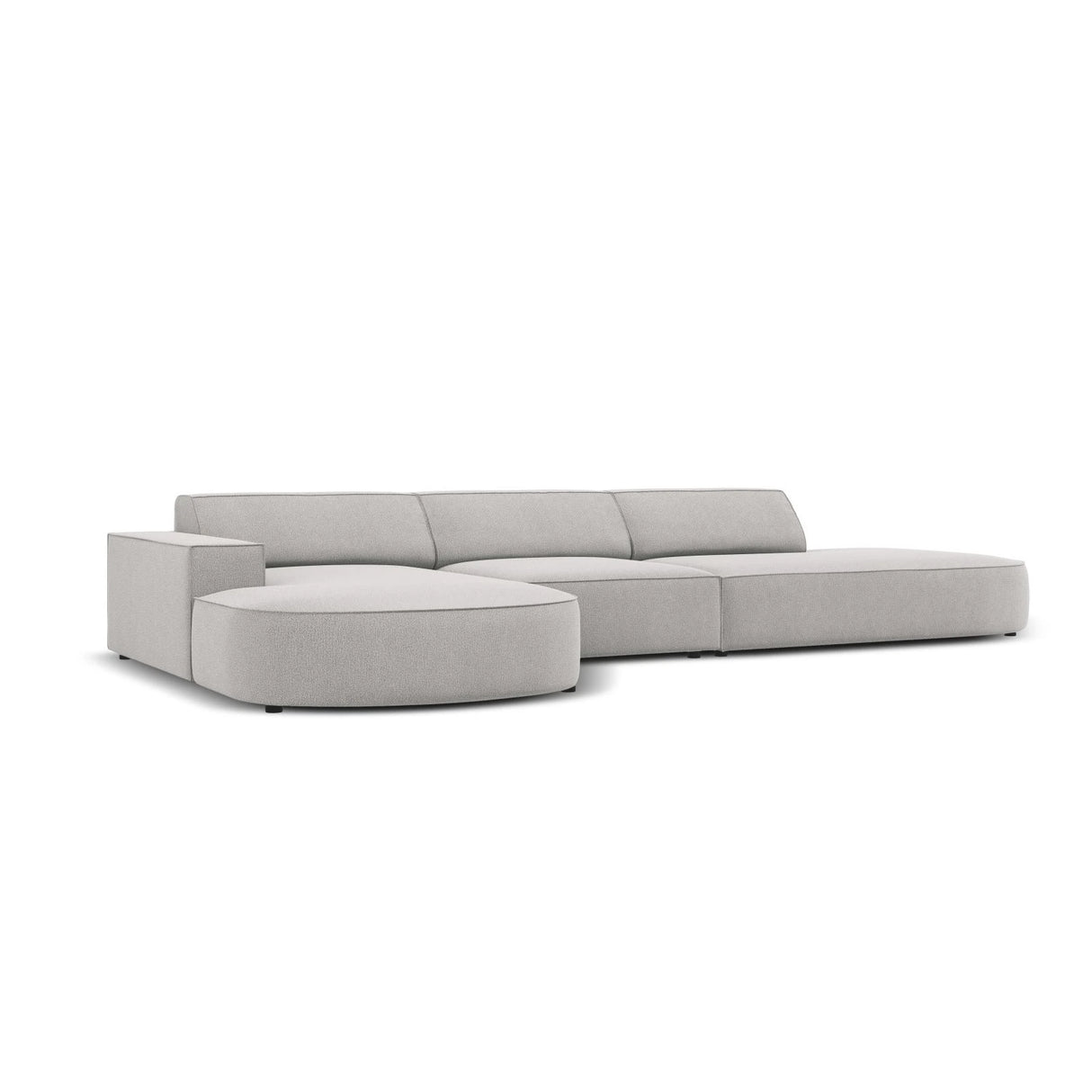 Jodie 5-Sitzer Ecksofa, Linke Seite, rund, aus Strukturierter Stoff (Meg363) in Hellgrau, 342x166 cm – Bild 3