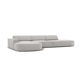 Jodie 5-Sitzer Ecksofa, Linke Seite, rund, aus Strukturierter Stoff (Meg363) in Hellgrau, 342x166 cm – Bild 3