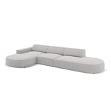 Jodie 5-Sitzer Ecksofa, Linke Seite, rund, aus Strukturierter Stoff (Meg363) in Hellgrau, 342x166 cm – Bild 4