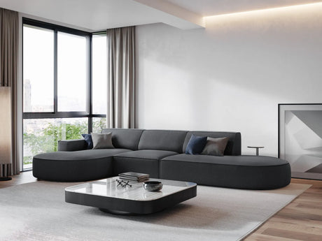 Jodie 5-Sitzer Ecksofa, Linke Seite, rund, aus Strukturierter Stoff (Meg367) in Dunkelgrau, 342x166 cm – Bild 2