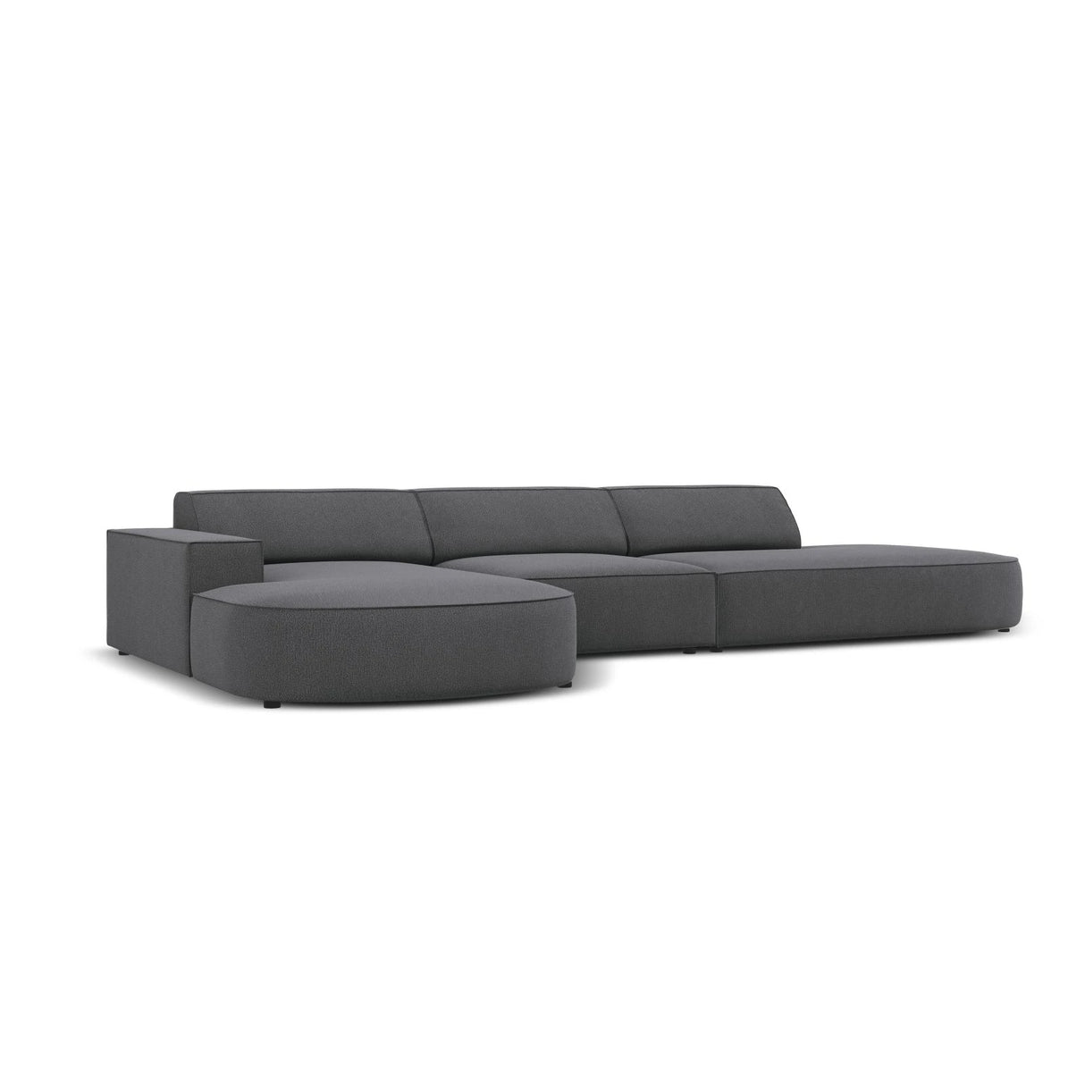 Jodie 5-Sitzer Ecksofa, Linke Seite, rund, aus Strukturierter Stoff (Meg367) in Dunkelgrau, 342x166 cm – Bild 3