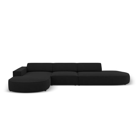 Jodie 5-Sitzer Ecksofa, Linke Seite, rund, aus Strukturierter Stoff (Meg368) in Schwarz, 342x166 cm – Bild 1