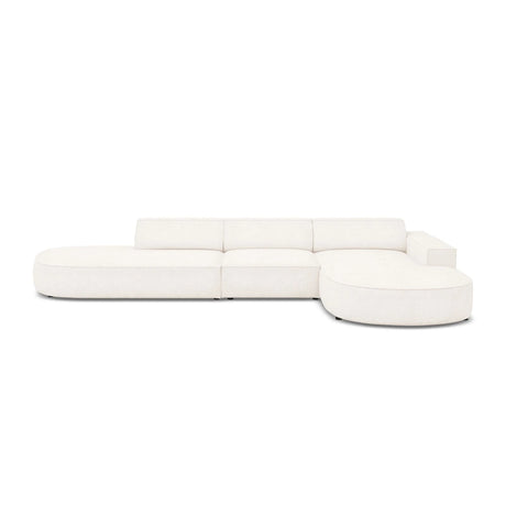Jodie 5-Sitzer Ecksofa, Rechte Seite, rund, aus Boucle (AscNATA) in Beige, 342x166 cm – Bild 1