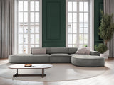 Jodie 5-Sitzer Ecksofa, Rechte Seite, rund, aus Samt (Blu13) in Hellgrau, 342x166 cm – Bild 2