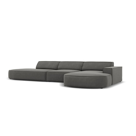 Jodie 5-Sitzer Ecksofa, Rechte Seite, rund, aus Samt (Blu13) in Hellgrau, 342x166 cm – Bild 4