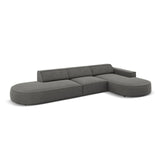 Jodie 5-Sitzer Ecksofa, Rechte Seite, rund, aus Samt (Blu13) in Hellgrau, 342x166 cm – Bild 5