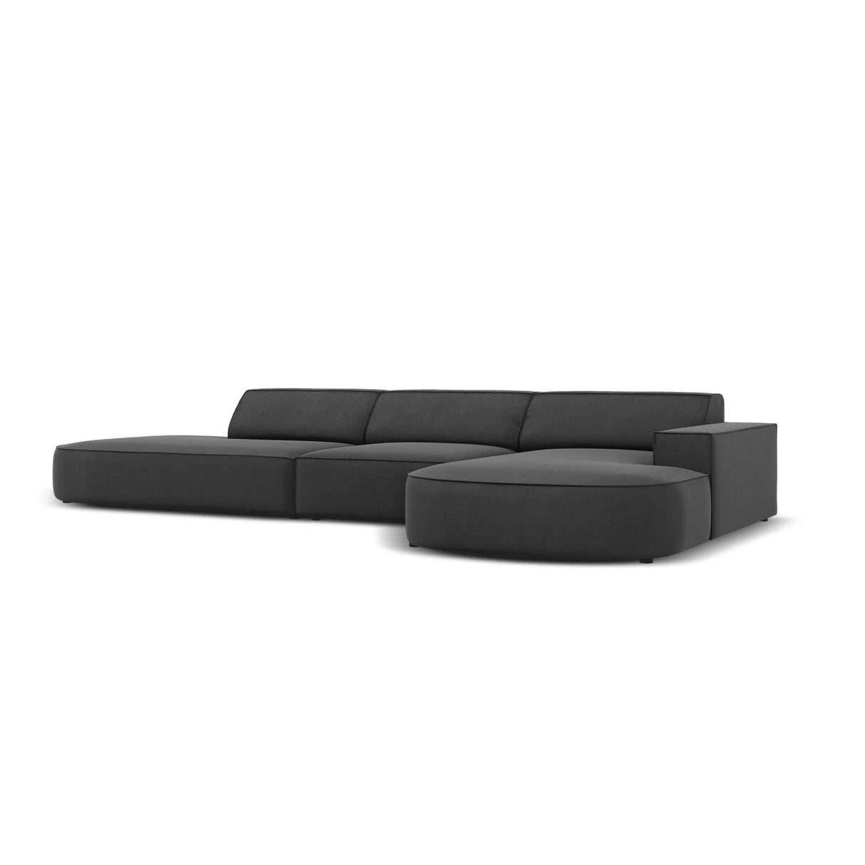 Jodie 5-Sitzer Ecksofa, Rechte Seite, rund, aus Samt (Blu14) in Grau, 342x166 cm – Bild 4