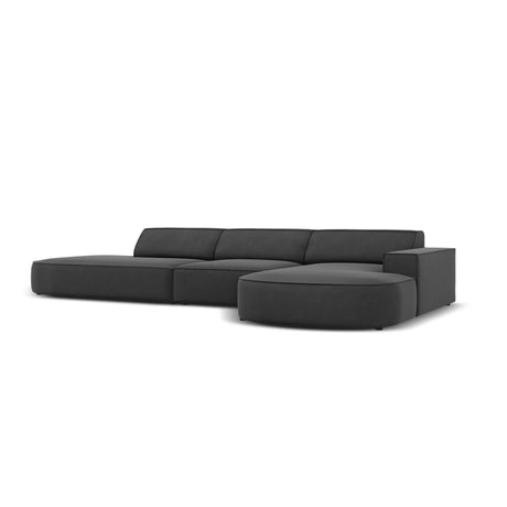 Jodie 5-Sitzer Ecksofa, Rechte Seite, rund, aus Samt (Blu14) in Grau, 342x166 cm – Bild 4