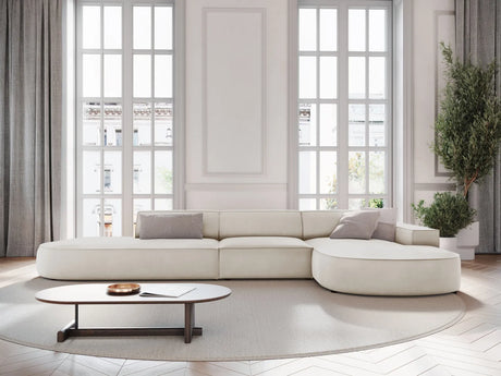 Jodie 5-Sitzer Ecksofa, Rechte Seite, rund, aus Samt (Blu30) in Dunkelbeige, 342x166 cm – Bild 2