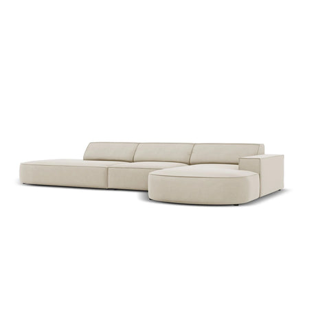 Jodie 5-Sitzer Ecksofa, Rechte Seite, rund, aus Samt (Blu30) in Dunkelbeige, 342x166 cm – Bild 4