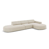 Jodie 5-Sitzer Ecksofa, Rechte Seite, rund, aus Samt (Blu30) in Dunkelbeige, 342x166 cm – Bild 5