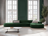 Jodie 5-Sitzer Ecksofa, Rechte Seite, rund, aus Samt (Blu78) in Flaschengrün, 342x166 cm – Bild 2