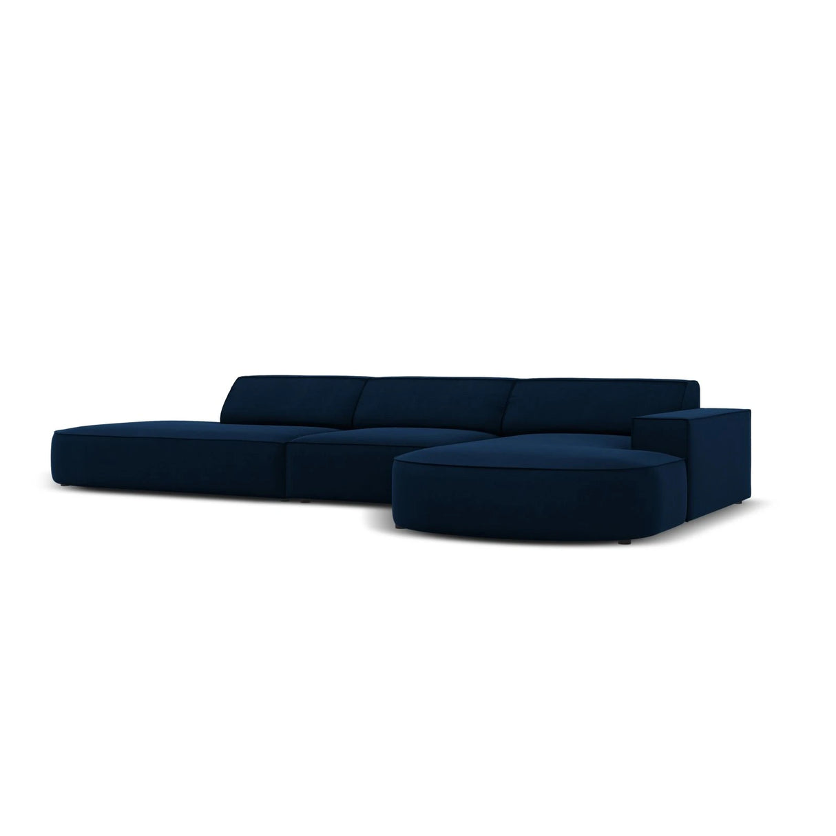 Jodie 5-Sitzer Ecksofa, Rechte Seite, rund, aus Samt (Blu86) in Königsblau, 342x166 cm – Bild 4