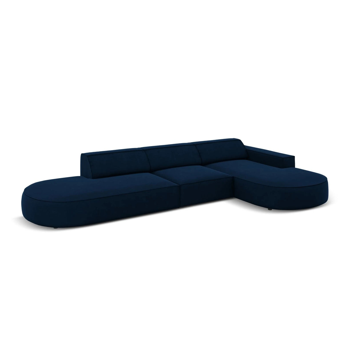 Jodie 5-Sitzer Ecksofa, Rechte Seite, rund, aus Samt (Blu86) in Königsblau, 342x166 cm – Bild 5