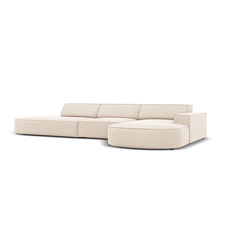 Jodie 5-Sitzer Ecksofa, Rechte Seite, rund, aus Samt oder Strukturstoff, 342x166 cm – Bild 4