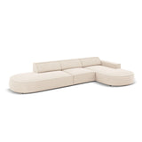 Jodie 5-Sitzer Ecksofa, Rechte Seite, rund, aus Samt oder Strukturstoff, 342x166 cm – Bild 5