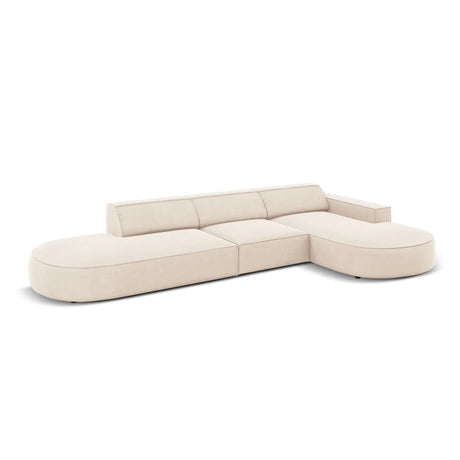 Jodie 5-Sitzer Ecksofa, Rechte Seite, rund, aus Samt oder Strukturstoff, 342x166 cm – Bild 5