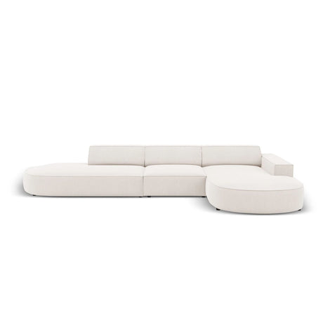 Jodie 5-Sitzer Ecksofa, Rechte Seite, rund, aus Strukturierter Stoff (Meg351) in Leichtes Beige, 342x166 cm – Bild 1