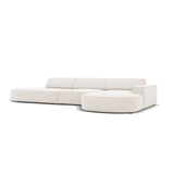 Jodie 5-Sitzer Ecksofa, Rechte Seite, rund, aus Strukturierter Stoff (Meg351) in Leichtes Beige, 342x166 cm – Bild 3
