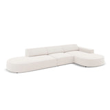 Jodie 5-Sitzer Ecksofa, Rechte Seite, rund, aus Strukturierter Stoff (Meg351) in Leichtes Beige, 342x166 cm – Bild 4