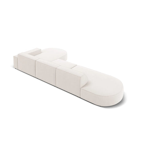Jodie 5-Sitzer Ecksofa, Rechte Seite, rund, aus Strukturierter Stoff (Meg351) in Leichtes Beige, 342x166 cm – Bild 5