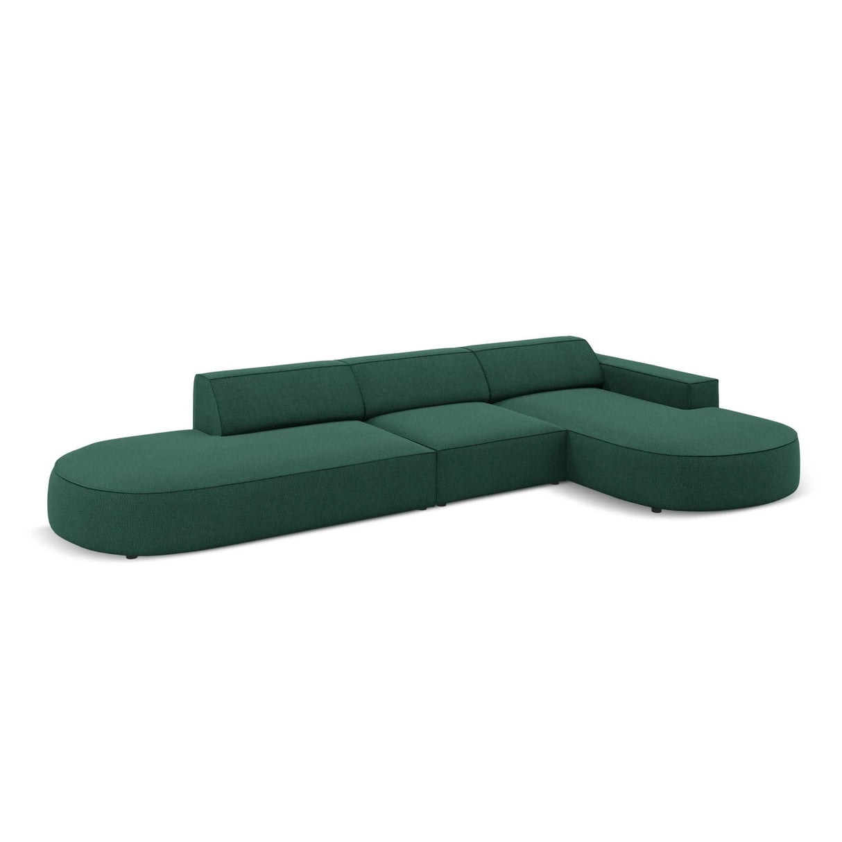 Jodie 5-Sitzer Ecksofa, Rechte Seite, rund, aus Strukturierter Stoff (Meg359) in Grün, 342x166 cm – Bild 4