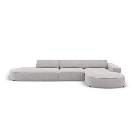 Jodie 5-Sitzer Ecksofa, Rechte Seite, rund, aus Strukturierter Stoff (Meg363) in Hellgrau, 342x166 cm – Bild 1