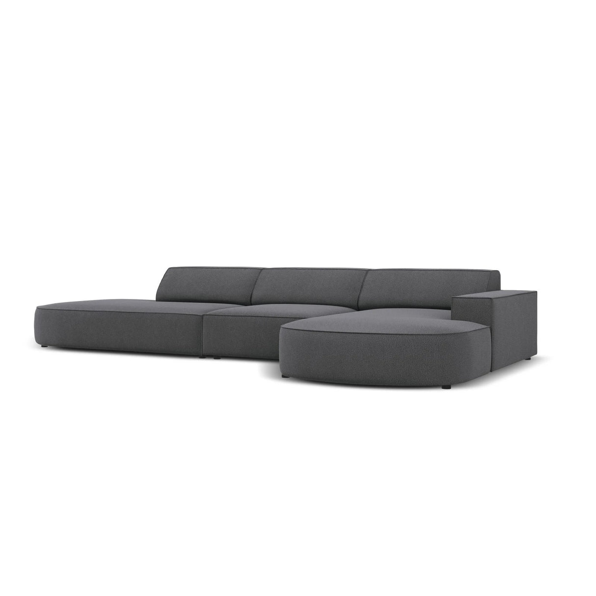 Jodie 5-Sitzer Ecksofa, Rechte Seite, rund, aus Strukturierter Stoff (Meg367) in Dunkelgrau, 342x166 cm – Bild 3