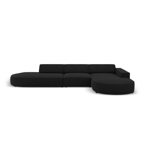 Jodie 5-Sitzer Ecksofa, Rechte Seite, rund, aus Strukturierter Stoff (Meg368) in Schwarz, 342x166 cm – Bild 1