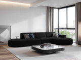 Jodie 5-Sitzer Ecksofa, Rechte Seite, rund, aus Strukturierter Stoff (Meg368) in Schwarz, 342x166 cm – Bild 2