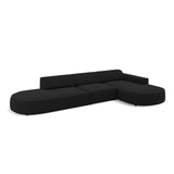 Jodie 5-Sitzer Ecksofa, Rechte Seite, rund, aus Strukturierter Stoff (Meg368) in Schwarz, 342x166 cm – Bild 4