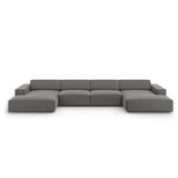 Jodie 6-Sitzer Panorama-Ecksofa symmetrisch, aus Samt (Blu13) in Hellgrau, 364x166 cm – Bild 1